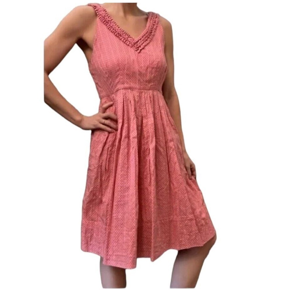 Anthropologie Moulinette Soeurs Melon Ball Pink Polka Dot Cotton Dre…